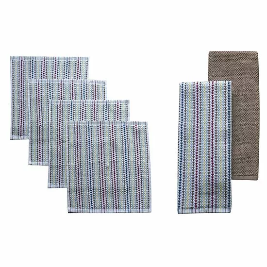 Food Network™ Awning Stripe Kitchen Towel & Dishcloth 6-pk. Cobalt 4 Food Network™ Awning Stripe Kitchen Towel & Dishcloth 6-pk. Cobalt - Image 2