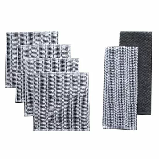 Food Network™ Awning Stripe Kitchen Towel & Dishcloth 6-pk. Cobalt 6 Food Network™ Awning Stripe Kitchen Towel & Dishcloth 6-pk. Cobalt - Image 4