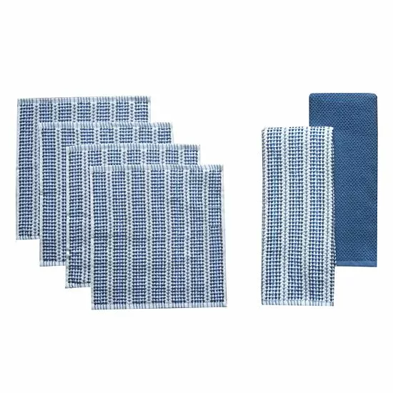 Food Network™ Awning Stripe Kitchen Towel & Dishcloth 6-pk. Cobalt 7 Food Network™ Awning Stripe Kitchen Towel & Dishcloth 6-pk. Cobalt - Image 5