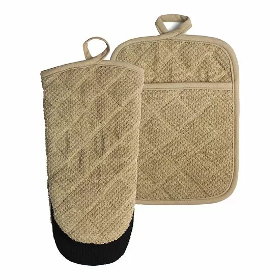 Food Network™ Terry Neoprene Oven Mitt & Pot Holder Set Khaki 9 Food Network™ Terry Neoprene Oven Mitt & Pot Holder Set Khaki - Image 7