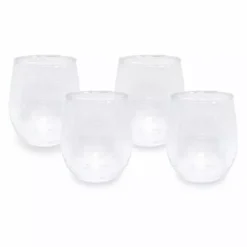 Food Network™ 4-pc. Clear Textured Acrylic Stemless Wine Glass Set