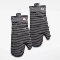 Food Network™ Silicone Oven Mitt Set Gray Tornado