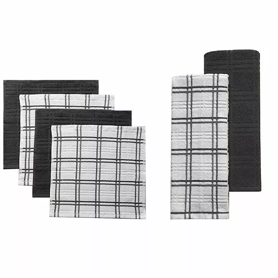 Food Network™ Plaid Kitchen Towel & Dishcloth Multi-Pack Khaki 6 Food Network™ Plaid Kitchen Towel & Dishcloth Multi-Pack Khaki - Image 4