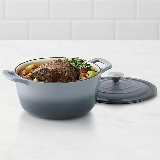 Food Network™ 7-qt. Ombre Enameled Cast-Iron Dutch Oven Red 4 Food Network™ 7-qt. Ombre Enameled Cast-Iron Dutch Oven Red - Image 2