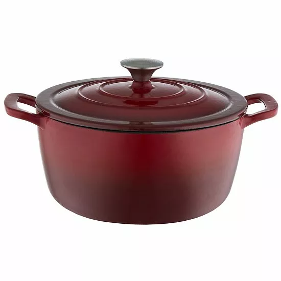 Food Network™ 7-qt. Ombre Enameled Cast-Iron Dutch Oven Red 8 Food Network™ 7-qt. Ombre Enameled Cast-Iron Dutch Oven Red - Image 6